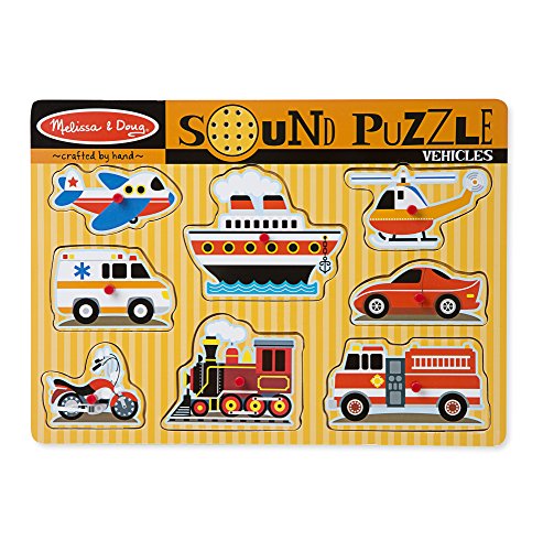Melissa & Doug Personalized Vehicles Wooden Peg Puzzle with Sound Effects (8 Piece)