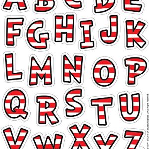 Eureka Back to School Red and White Dr. Seuss Striped Paper Letters, 130pc, 1.31'' x 1.75''