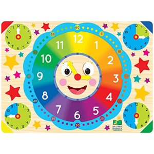 The Learning Journey: Lift & Learn Clock Puzzle - Pictures Underneath Each Piece - Alphabet and Phonics Learning Toy
