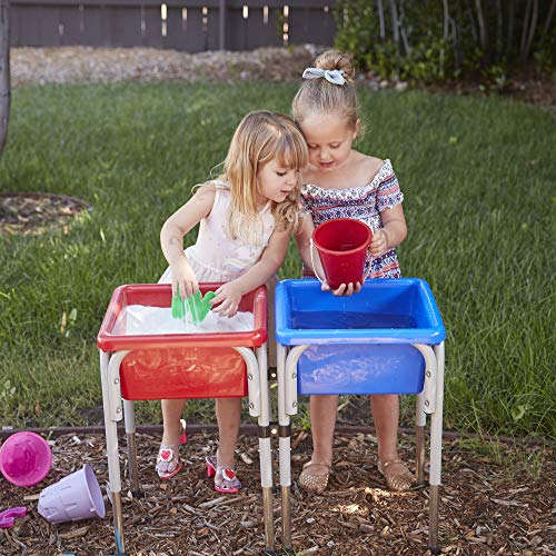 ECR4Kids ELR-12401 Assorted Colors Sand and Water Adjustable Activity Play Table Center with Lids, Square (2-Station)