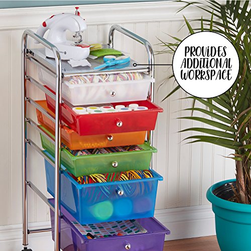 ECR4Kids 6-Drawer Mobile Organizer, Assorted Colors