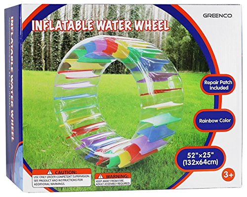 Greenco Kids Colorful Inflatable Water Wheel Roller Float 52" Diameter