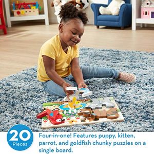 Melissa & Doug Pets Wooden Chunky Jigsaw Puzzle - Dog, Cat, Bird, and Fish (20 pcs)