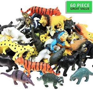Click N' Play Mini Animal Figurine Counters Playset, Assorted Set of 60