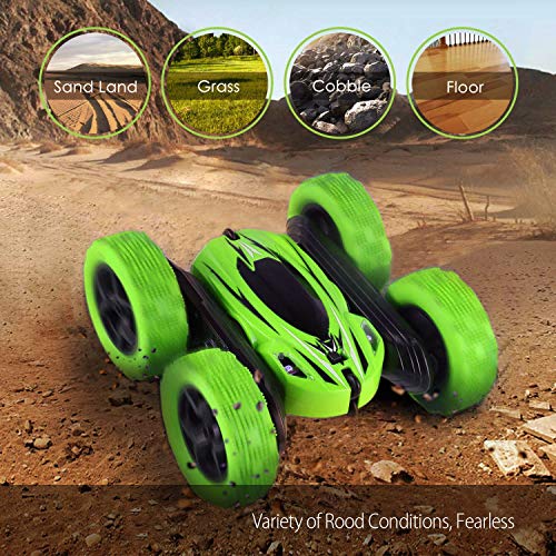 SIMILKY Remote Control Car, 4WD RC Stunt Car Rotate 360 Double Sided Race RC Car Maketheone Electric Stunt Rock Crawler Unstoppable RTR Buggy High Speed Rc Trucks (Green)