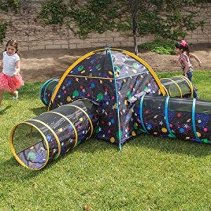 Pacific Play Tents 41855 Kids Galaxy Combo Dome Tent with 4 Tunnels - Glow in the Dark Stars