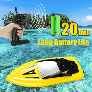 RC Boat Remote Control Boats for Pools and Lakes, ROTOBAND H116 14km/h Self Righting High Speed Boat Toys for Kids Adults Boys Girls（Yellow）