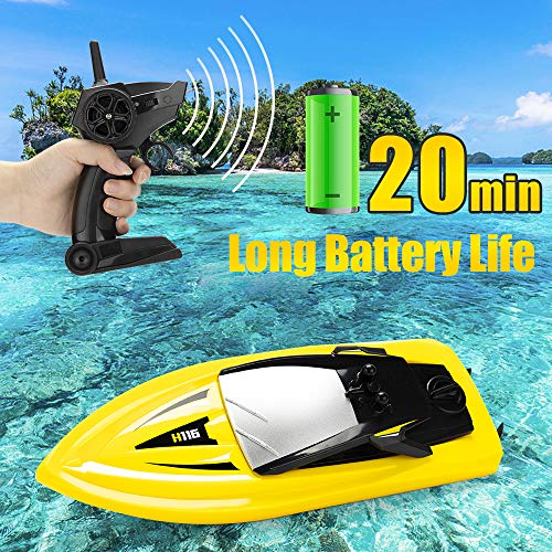 RC Boat Remote Control Boats for Pools and Lakes, ROTOBAND H116 14km/h Self Righting High Speed Boat Toys for Kids Adults Boys Girls（Yellow）