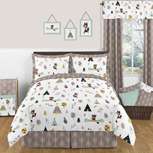 Sweet Jojo Designs 2-Piece Nature Fox Bear Animals Boys Window Treatment Panels for Outdoor Adventure Panels