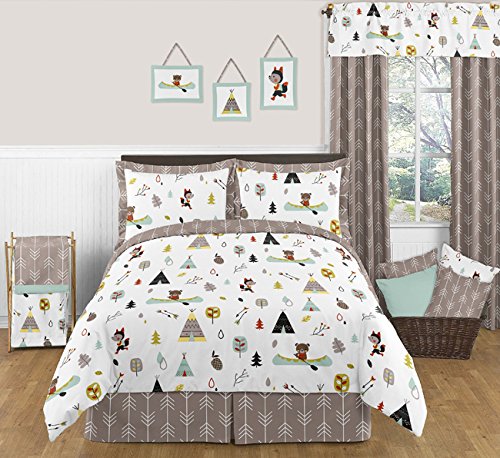 Sweet Jojo Designs 2-Piece Nature Fox Bear Animals Boys Window Treatment Panels for Outdoor Adventure Panels