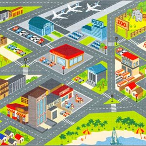 Kev & Cooper Playtime Collection Road Map Educational Area Rug - 3'3" x 4'7"