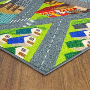 Kev & Cooper Playtime Collection Road Map Educational Area Rug - 3'3" x 4'7"