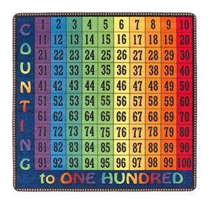 Flagship Carpets FE222-26A Multi Counting to 100, Children's Educational Classroom Rug, 6'x6', Square