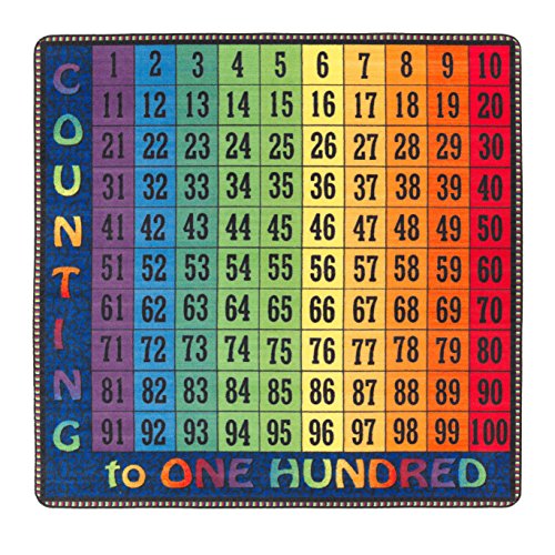 Flagship Carpets FE222-26A Multi Counting to 100, Children's Educational Classroom Rug, 6'x6', Square