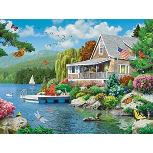 MasterPieces Memory Lane Lakeside Memories Cabin Lake Large EZ Grip Jigsaw Puzzle by Alan Giana, 300-Piece