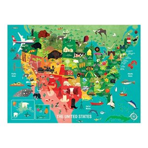 Mudpuppy United States Puzzle, 1,000 Pieces, 27”x20” – Perfect for Ages 8-99+ - Great Family Puzzle to Enjoy Together – Finished Puzzle Shows Vibrant Illustrations of The Attributes of The 50 States
