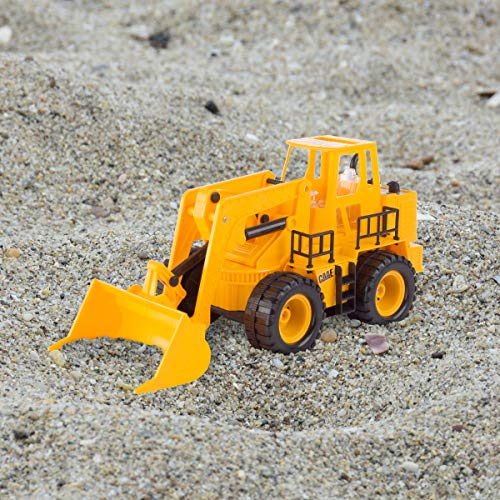 Hey! Play! 80-YF-141F147 Remote Control Front Loader- 1: 24 Scale, Fully Functional RC Bulldozer, Construction Toy Vehicle with Lifting Bucket, Lights & Sound, Brown/a