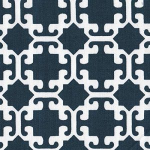 HomePop Youth Modern Armless Slipper Chair, Indigo and White Lattice