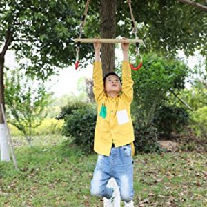 PLAYBERG Kids Trapeze Swing Bar with Rings with Hanging Ropes