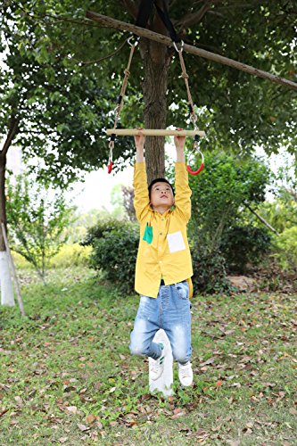 PLAYBERG Kids Trapeze Swing Bar with Rings with Hanging Ropes