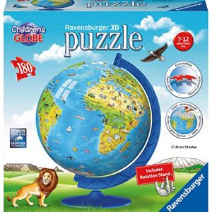 Ravensburger Children's World Globe 180 Piece 3D Jigsaw Puzzle for Kids and Adults - Easy Click Technology Means Pieces Fit Together Perfectly