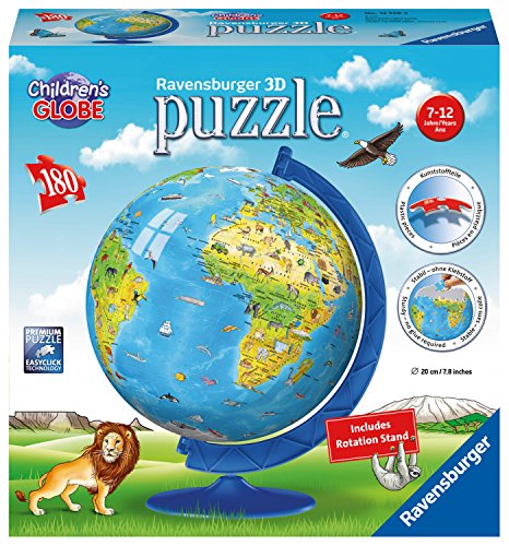 Ravensburger Children's World Globe 180 Piece 3D Jigsaw Puzzle for Kids and Adults - Easy Click Technology Means Pieces Fit Together Perfectly