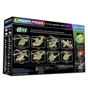 Laser Pegs Helicopter 8-in-1 Building Set; The First Lighted Construction Toy to Ignite Your Child's Creativity; It's Your Imagination, Light It Up
