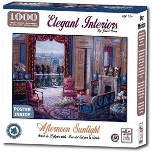 The Jigsaw Puzzle Factory Elegant Interiors Afternoon Sunlight, John O'Brien Puzzle Games for Adults, 1000Piece, Large Unique Cut, Made in The USA, for Ages 12+