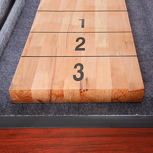 Challenger Shuffleboard Table w Dark Cherry Finish, Hardwood Playfield and Storage Cabinets
