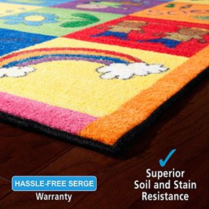 Flagship Carpets CE194-28W Multi Primary Pictures Rug, Brighten Up Any Classroom, Washable Value Collection, Children's Classroom Educational Carpet, Kids School, 5' x 8'