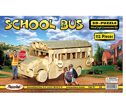 Puzzled, Inc. 3D Natural Wood Puzzle - School Bus