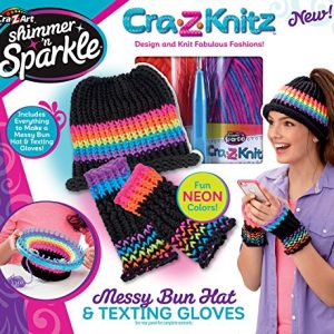 Cra-Z-Art CRA-Z-Knitz Messy Bun Hat & Texting Gloves Knitz Hat & Gloves