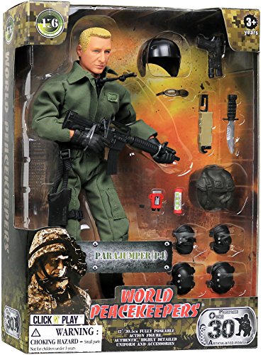 Click N' Play Military Parajumper PJ Swat Team 12" Action Figure Play Set with Accessories