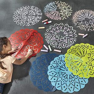 FAO Schwarz Chalk Mandala Set with Assorted Washable Sidewalk Chalk Sticks & Stencils, Set of 38