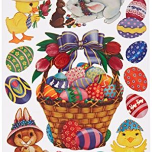 Beistle 44130 Easter Basket and Friends Clings Sheet for Parties, 12 by 17-Inch