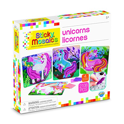 Orb The Factory Sticky Mosaics Unicorns Arts & Crafts, Pink/Teal/Blue/Purple, 12" x 2" x 10.75"