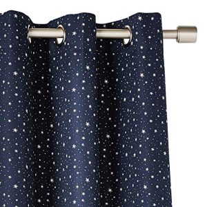 AmazonBasics Kids Room Darkening Blackout Window Curtain Set with Grommets - 42" x 84", Navy Galaxy