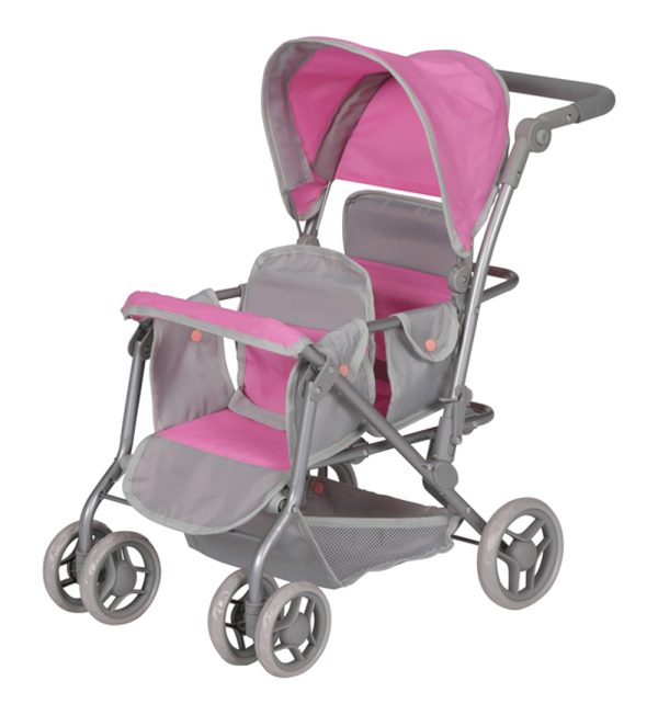 Badger Basket Cruise Twin Folding Inline Double Doll Stroller (fits American Girl Dolls)